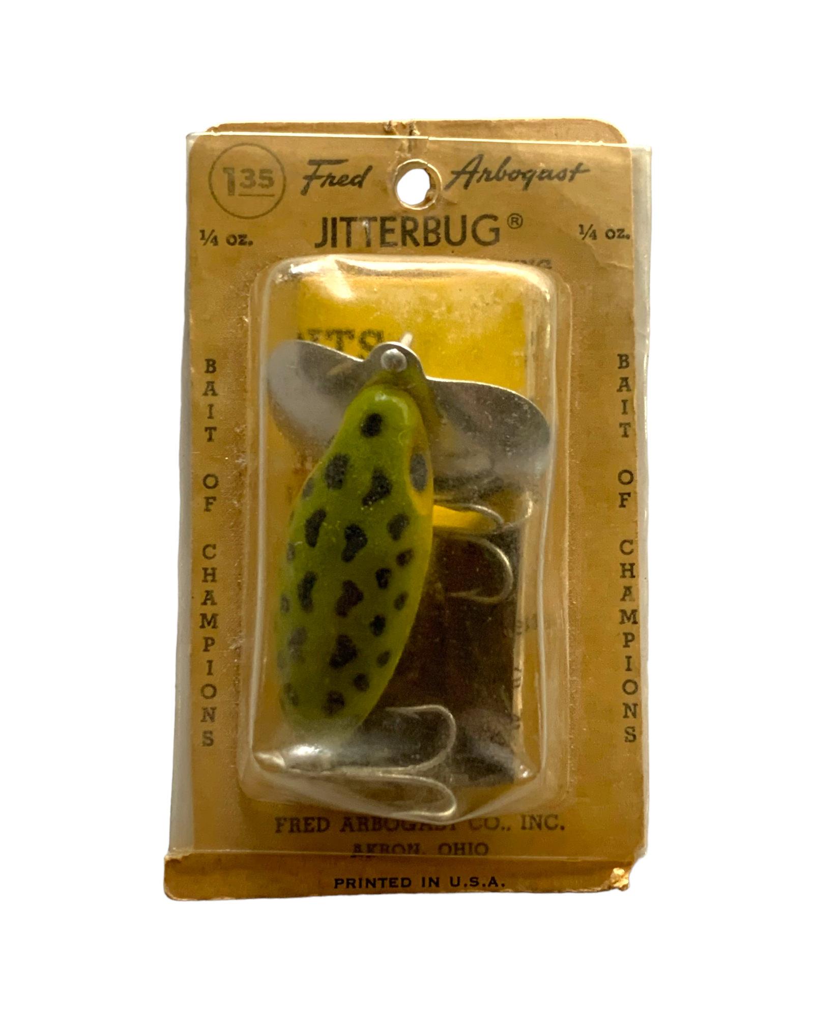 OLD Card 1/4 oz FRED ARBOGAST JITTERBUG Vintage Fishing Lure FROG Toad Tackle OLD Card 1/4 oz FRED ARBOGAST JITTERBUG Vintage Fishing Lure FROG Toad Tackle