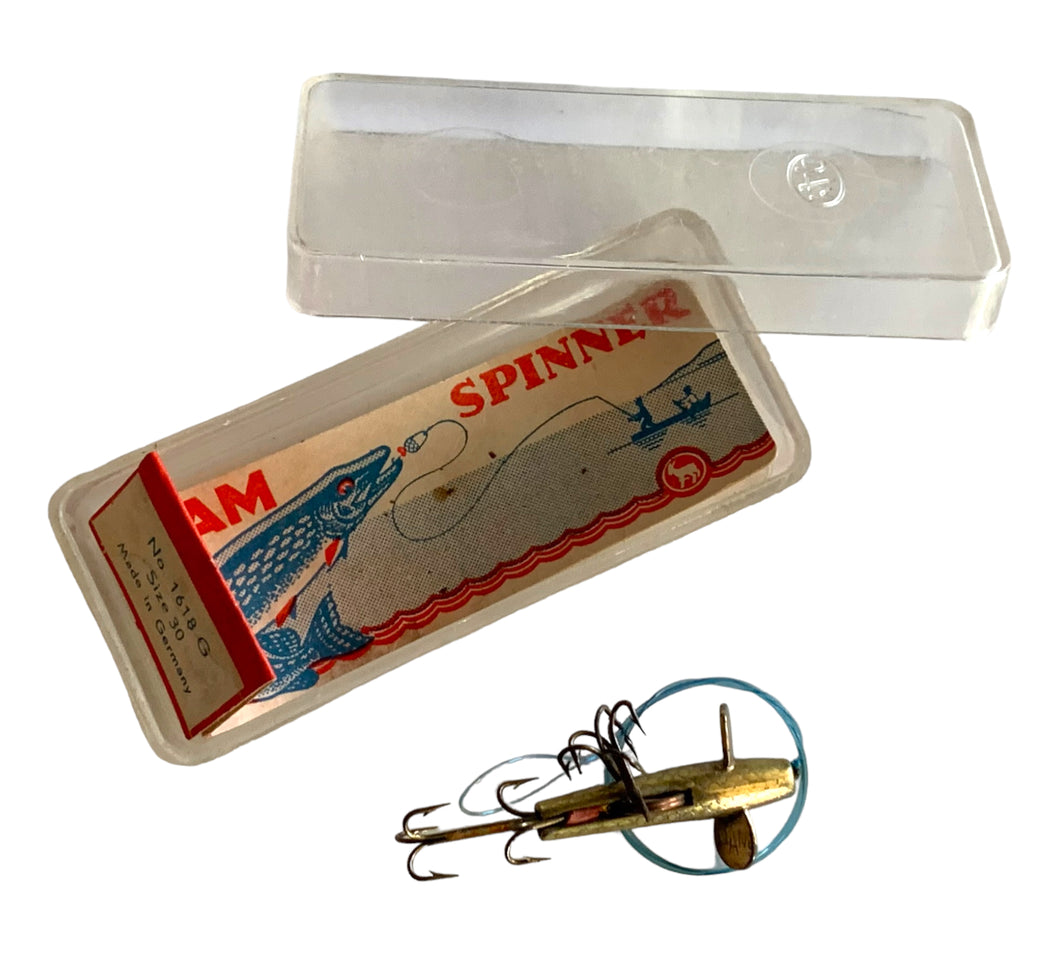 Antique DAM Size 30 SPINNER Fishing Lure with Retro Musky Graphics Insert