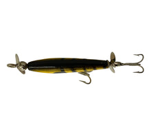 Load image into Gallery viewer, Top View &amp; Stencil View of SMITHWICK RACE HORSE WOOD Fishing Lure in YELLOW &amp; BLACK STRIPER
