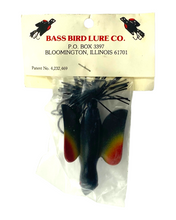 Load image into Gallery viewer, Front Package View BASS BIRD LURE COMPANY Vintage BASS BIRD Fishing Lure in REDWING BLACKBIRD
