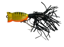 Load image into Gallery viewer, Left Facing View of 1/4 oz Vintage Fred Arbogast HULA POPPER Fishing Lure in GREEN PARROT
