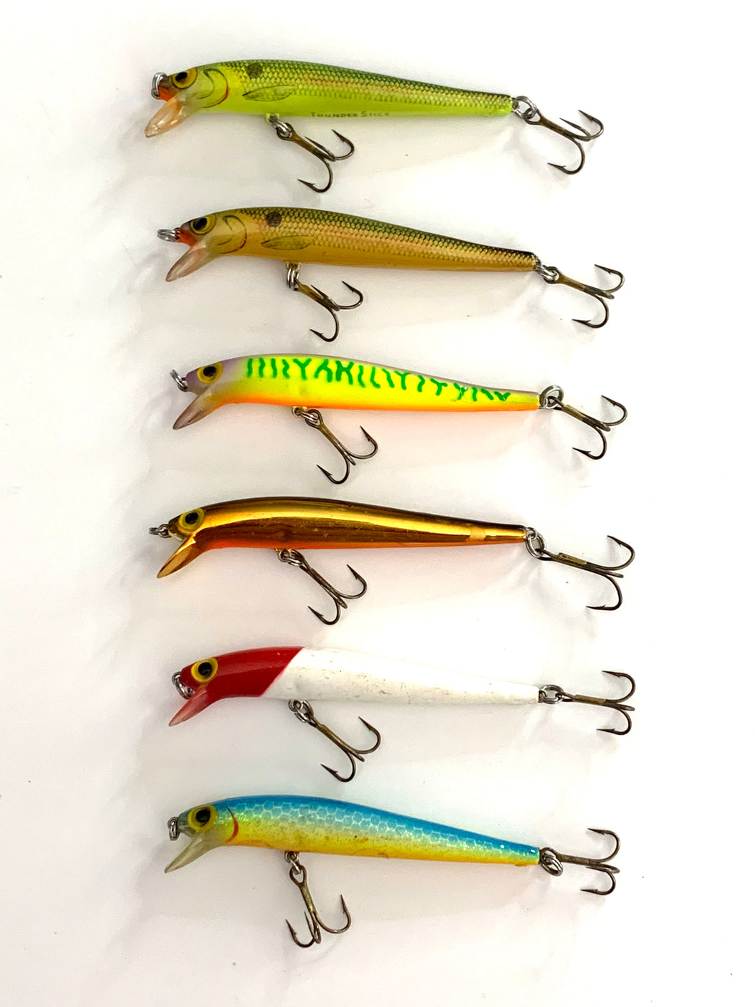 Lot of 6 • Pre- RAPALA STORM LURES JR (Junior) THUNDERSTICK Fishing Lures • Various Colors (Lot #2)