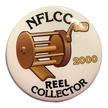 Load image into Gallery viewer, Additional View of NFLCC REEL COLLECTOR Convention Button Pin • ANTIQUE FISHING REEL
