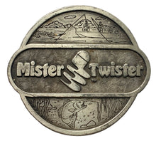 Load image into Gallery viewer, Front View of MISTER TWISTER SOFT FISHING BAITS BELT BUCKLE. Buy Online at Toad Tackle!
