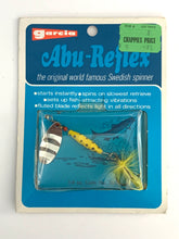 Load image into Gallery viewer, The GARCIA Corporation ABU-REFLEX 1/4 oz SWEDISH SPINNER • Code # 7635 • Vintage YELLOW w/ BLACK DOTS Fishing Lure
