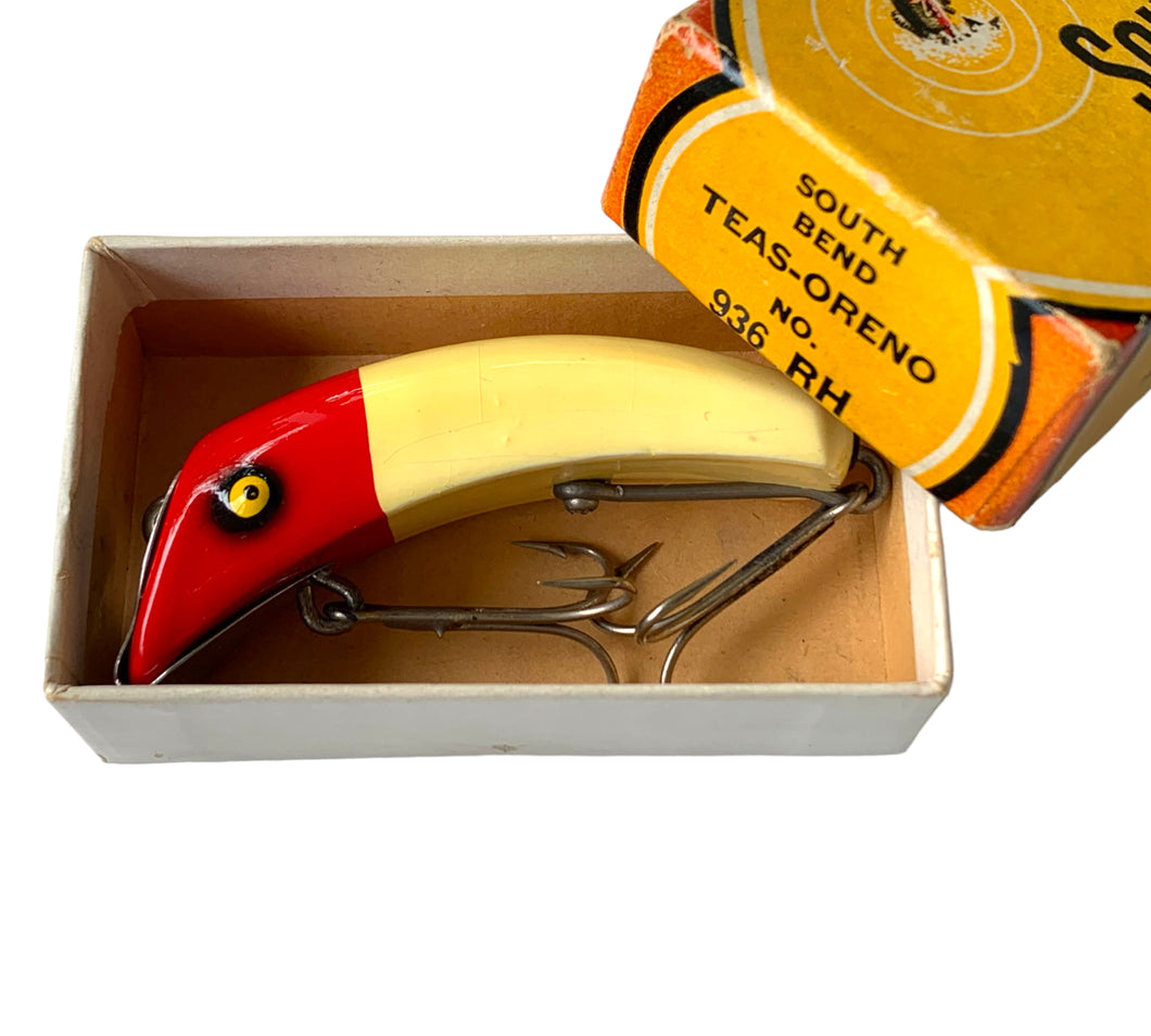 Boxed View of SOUTH BEND TEAS-ORENO Fishing Lure w/ Original Box in 936 RH RED HEAD. For Sale at Toad Tackle.