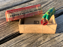 Load image into Gallery viewer, P &amp; K LURES • PACHNER &amp; KOLLER INC. BRIGHT EYES Fishing Lure w/ ORIGINAL BOX &amp; INSERT • 44-F FROG
