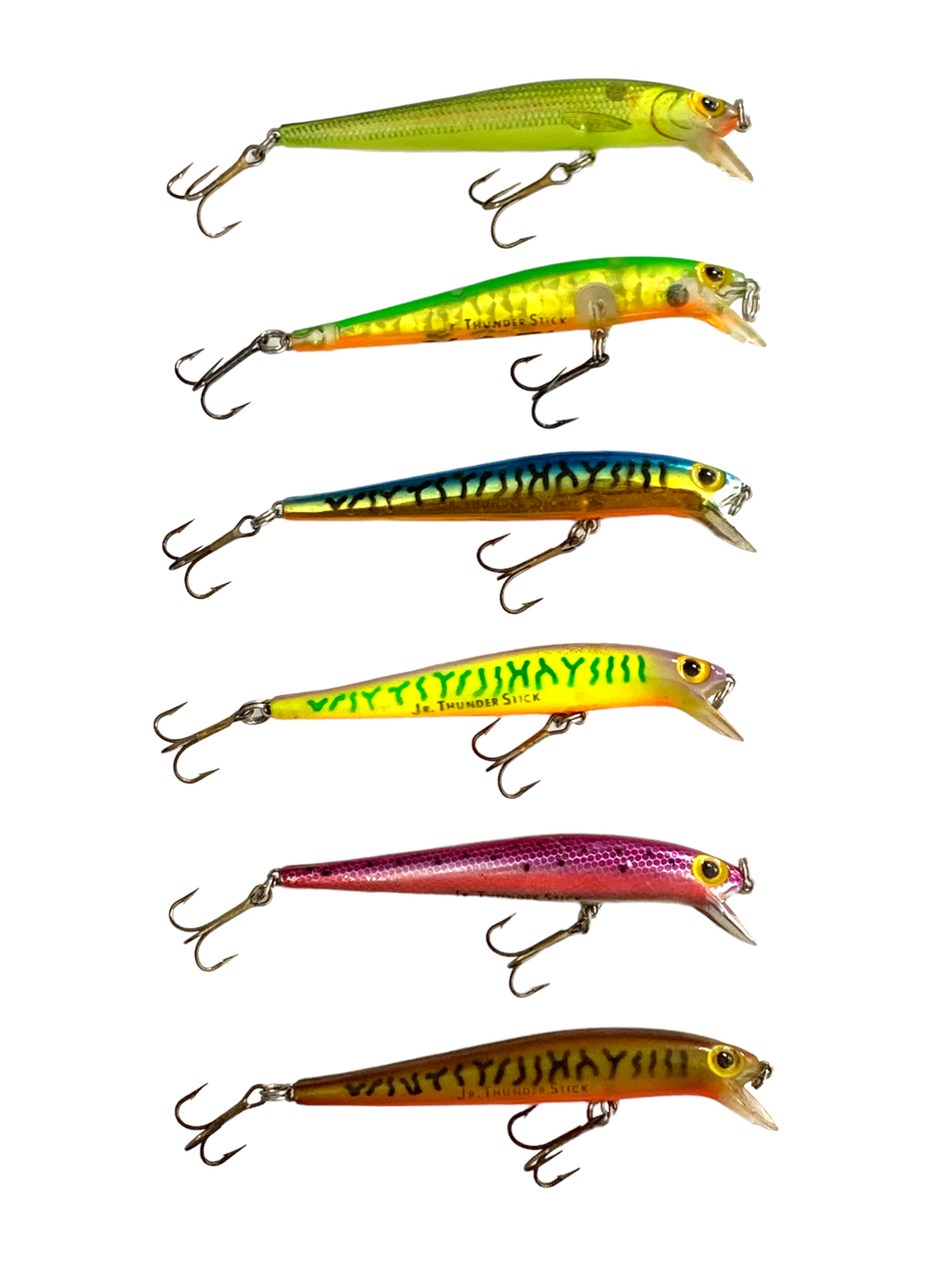Lot of 6 • Pre- RAPALA STORM LURES JR (Junior) THUNDERSTICK Fishing Lures • Various Colors (Lot #1)