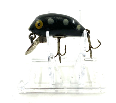 Left View of <p><strong>FAMOUS LAYFIELD LURES Fishing Lure from The Sunny Brook Lure Company in BLACK with WHITE DOTS</strong></p> <p> </p>