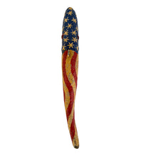 Load image into Gallery viewer, Top View of DULUTH FISHING DECOY by JIM PERKINS • AMERICANA FLAG FISH • DFD DECOYS
