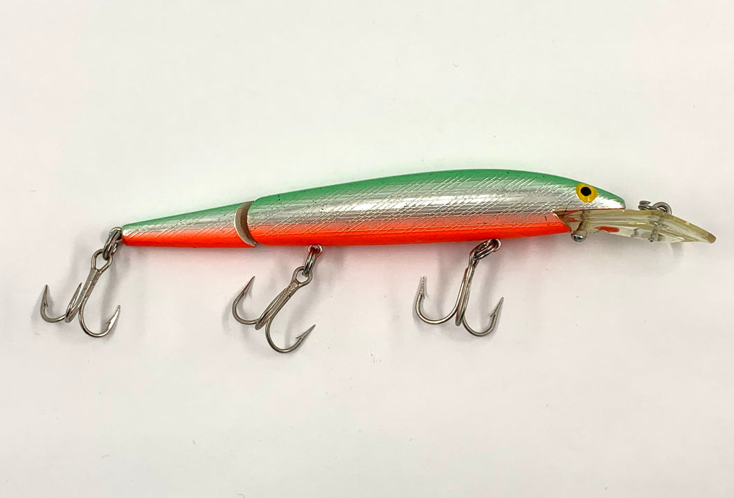 Toad Tackle • ToadTackle.net • ToadTackle.co • ToadTackle.us • Rebel FASTRAC JOINTED MINNOW Vintage Fishing Lure •  Rebel FASTRAC JOINTED MINNOW Vintage Fishing Lure • GREEN BACK/SILVER BODY/FLUORESCENT RED BELLY