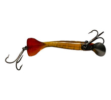 Load image into Gallery viewer, Belly View of NICHOLS PLASTIC SHRIMP Vintage Fishing Lure in AMBER w/ RED TAIL
