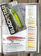 Load image into Gallery viewer, Rebel Lures BLACKSTAR Jointed Fishing Lure  Pictured with Catalog Information

