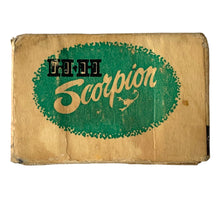 Load image into Gallery viewer, Box End View of H &amp; H LURE MANUFACTURING COMPANY of Phoenix Arizona SCORPION Fishing Lure Box w/ Original Papers. For Sale at Toad Tackle.
