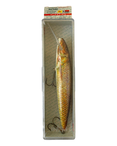 Boxed View of Original Handmade DAM EFFZETT Nature Gudgeon Fishing Lure in BROWN SUCKER