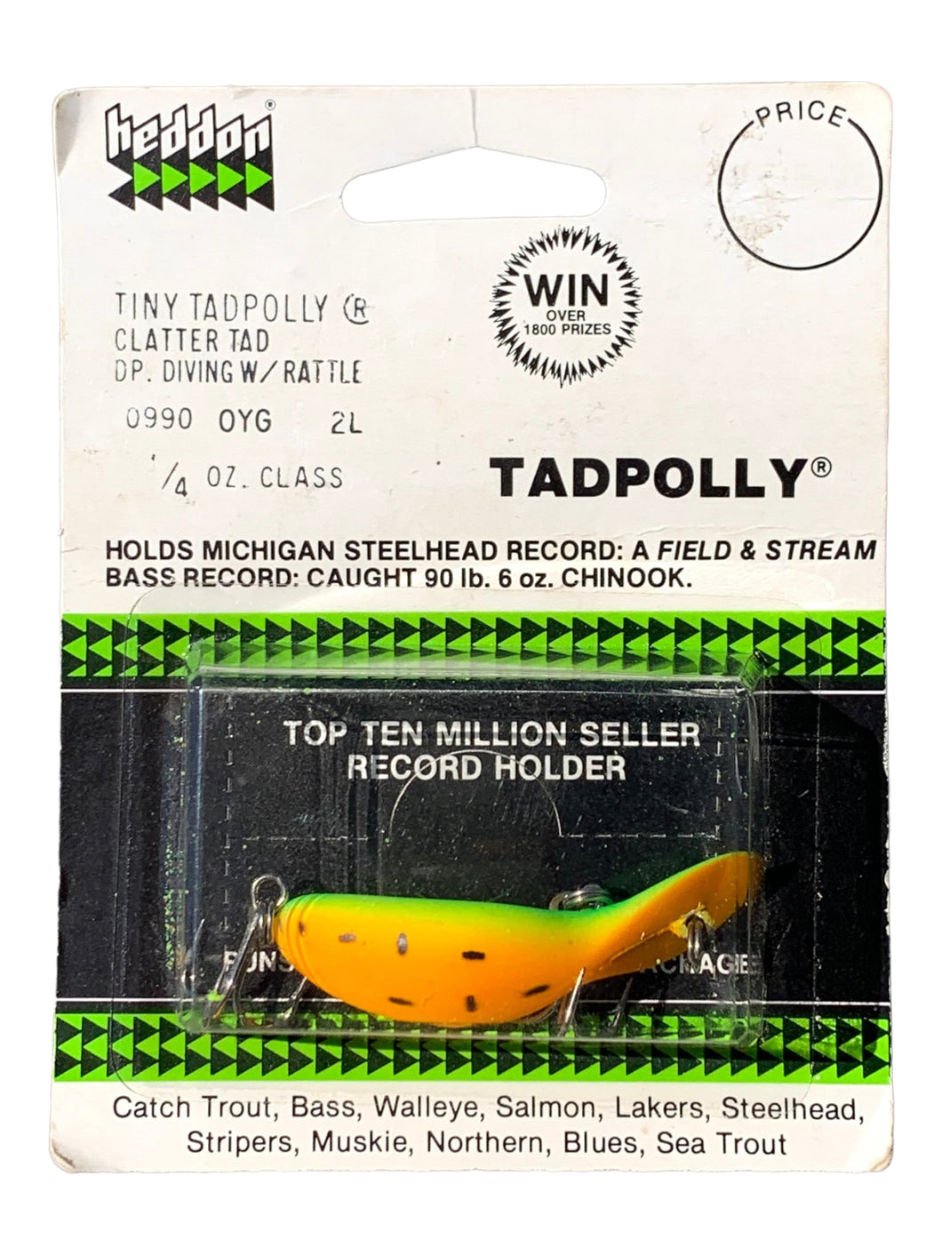 HEDDON TINY TADPOLLY CLATTER TAD 1/4 oz Fishing Lure • 0990 OYG ORANGE CRAPPIE CHUB