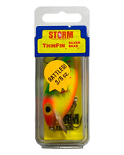 画像をギャラリービューアに読み込む, Front Package View of STORM LURES RATTLIN&#39; THINFIN SILVER SHAD Fishing Lure in RED HOT TIGER. Available at Toad Tackle.
