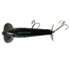 Lataa kuva Galleria-katseluun, Jitterstick Stencil View of 5/8 oz Fred Arbogast JITTERSTICK Fishing Lure in BLACK SHORE. Available at Toad Tackle.
