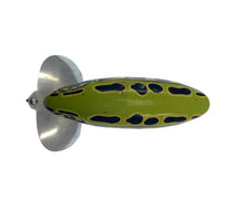 Load image into Gallery viewer, Top View of 5/8 oz Fred Arbogast Jitterbug Fishing Lure • LEOPARD FROG w/ YELLOW BELLY
