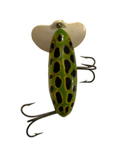 Load image into Gallery viewer, Top View of SIDE STAMPED 2nd Generation Hardware FRED ARBOGAST 5/8 oz JITTERBUG w/Plastic Lip Fishing Lure in FROG
