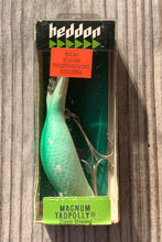 Load image into Gallery viewer, HEDDON Phosphorescent MAGNUM TADPOLLY Vintage Fishing Lure • 9007 DG 7K • GLO GREEN ALEWIFE (Teal Appearance)
