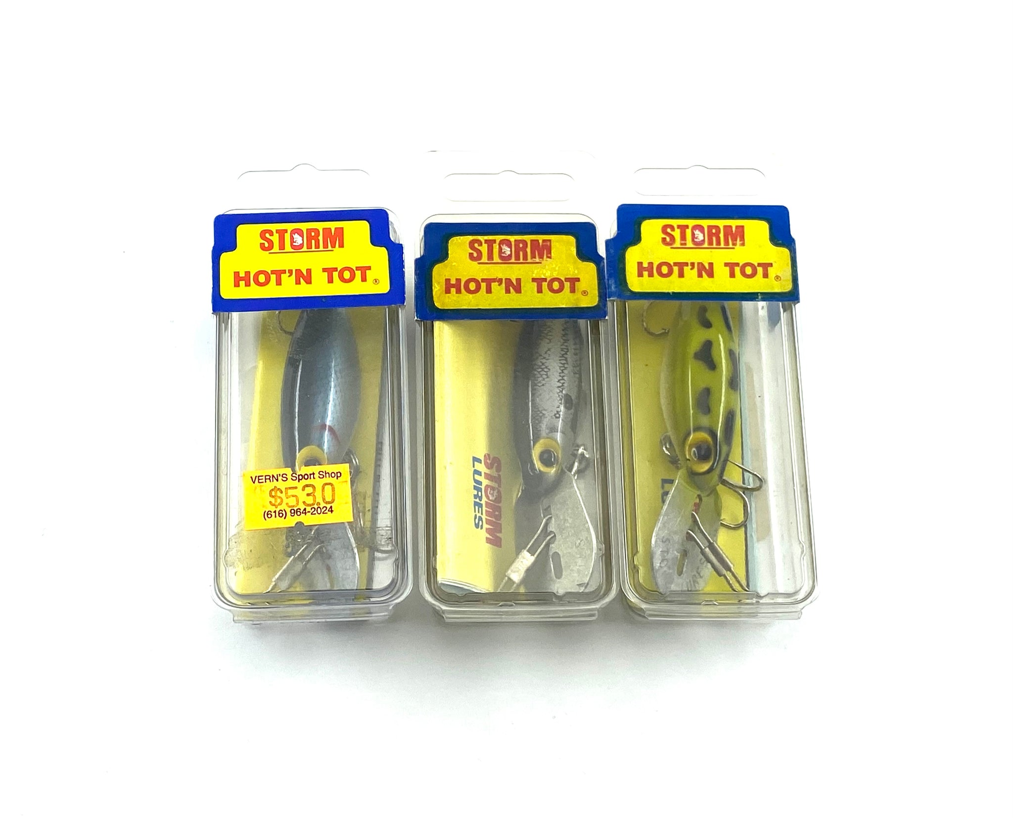 Lot of 3 • Vintage Storm H Series Hot'N Tot Fishing Lures • FROG/NATUR –  Toad Tackle