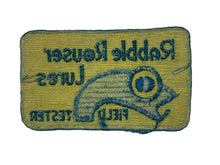 Load image into Gallery viewer, Back View of Rabble Rouser Field Tester Vintage Fishing Patch
