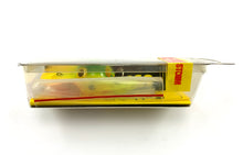 Load image into Gallery viewer, Side View of STORM LURES TINY TUBBY Vintage Fishing Lure in Chartreuse/Perch
