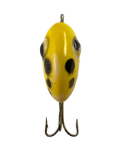 Load image into Gallery viewer, Toad Tackle • ToadTackle.net • ToadTackle.co • ToadTackle.us • Antique Vintage Discontinued Fishing Lures • The Ropher Tackle Company Lure • THE SOUTH BEND BAIT COMPANY FIN-DINGO Fishing Lure in YELLOW w/ BLACK SPOTS
