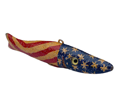 Right Facing View of DULUTH FISHING DECOY by JIM PERKINS • AMERICANA FLAG PIKE
