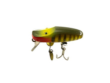 Load image into Gallery viewer, SPINNING SIZE • Vintage Makinen Tackle Company WonderLure Fishing Lure • FATIGUE GREEN BACK &amp; STRIPES w/ YELLOW SIDES
