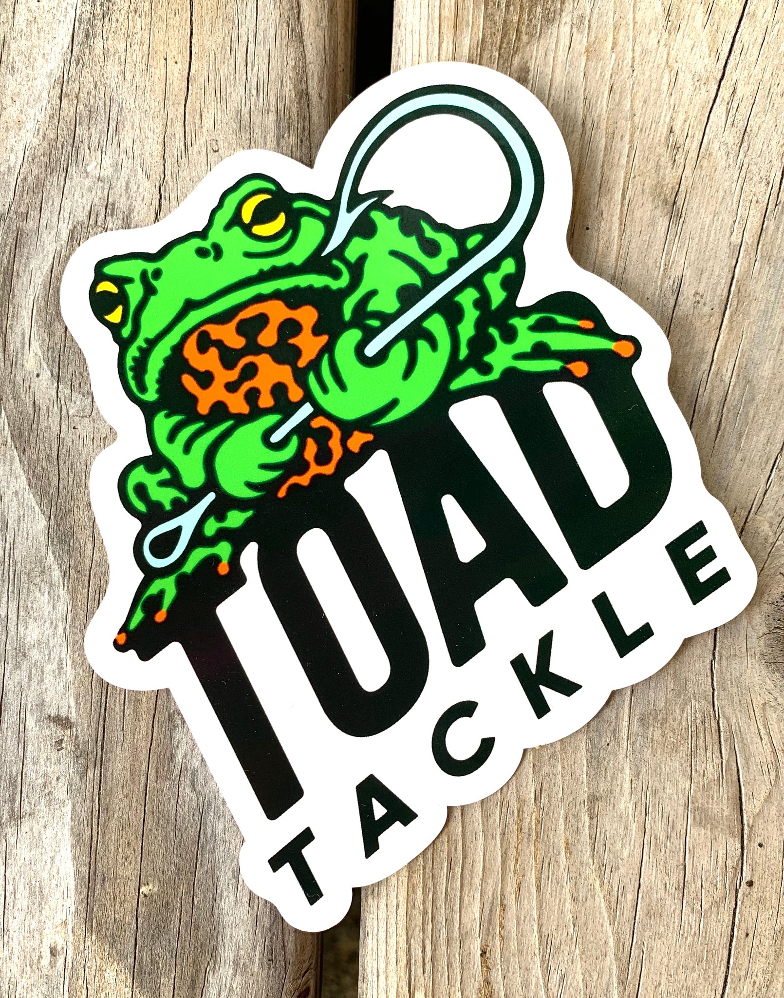 Laminated WATERPROOF Vinyl TOAD TACKLE Sticker – 5x5 – Toad Tackle