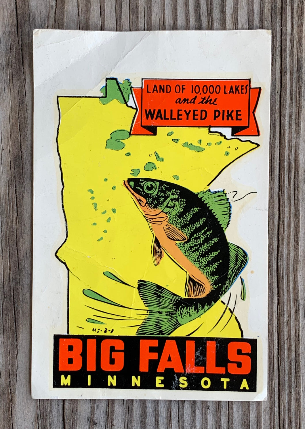 Big Falls, MN Old School Fishing Souvenir. Walleye Pike Retro Graphics.