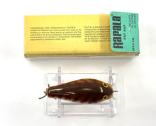 Load image into Gallery viewer, Top View of Vintage TEAL LABEL Box RAPALA SHALLOW FAT RAP Fishing Lure in CRAYFISH
